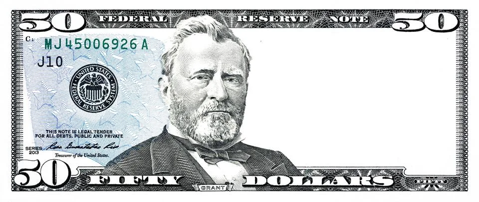 U.S. 50 dollar with empty transparent middle area イラスト素材