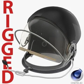 US Advanced Crew Escape Helmet Rigged for Cinema 4D 3D Model 3D Model