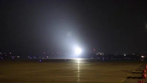 U.S. Air Force A-10 Thunderbolt II lands on alternative landing strip at night Video stock 221329369