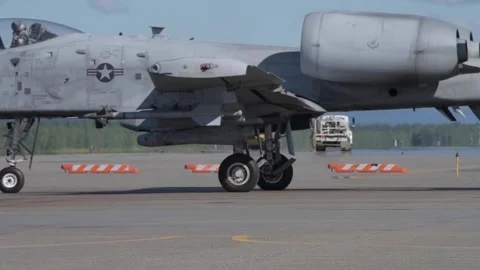 U.S. Air Force A-10 Thunderbolt II taxiing during Red Flag-Alaska 24-2 Stock Footage 278147989