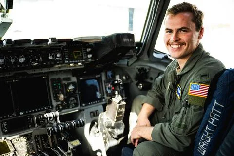 U.S. Air Force 1st Lt. Nicholas Armour, 89th Airlift Squadron pilot, poses... Stock Photos
