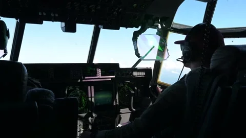 U.S. Air Force Air Commandos flying MC-130J Commando II aircraft Stock Footage 258335738