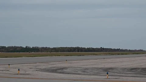 U.S. Air Force B-1B Lancer landing at Grand Forks Air Force Base, North Dakota Stock Footage 294335580