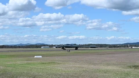 U.S. Air Force B-2 Spirit aircraft taxiing for take-off Stock Footage 282354588