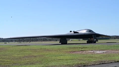 U.S. Air Force B-2 Spirit stealth bomber taxiing Stock Footage 283981978