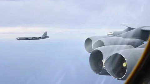 U.S. Air Force B-52 Stratofortress in flight Stock Footage 161721539