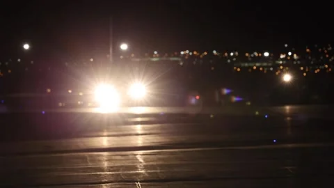 U.S. Air Force B-52 Stratofortress taxiing at night at Nellis AFB Stock-Footage 201861983