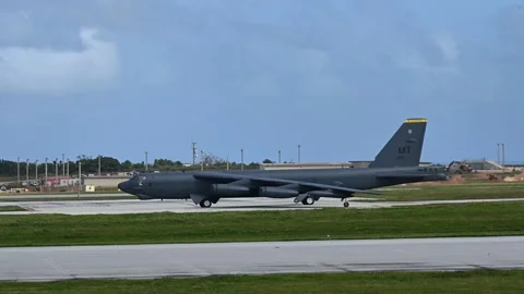 U.S. Air Force B-52 Stratofortress taxiing at Andersen Air Base, Guam Stock Footage 263887275