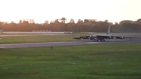 U.S. Air Force B-52 Stratofortress aircraft taking off from RAF Fairford Stock Footage 276415090