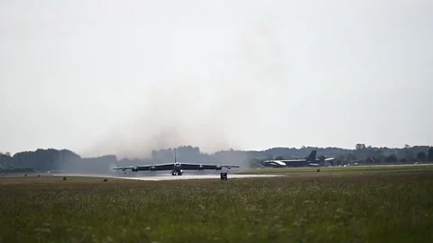 U.S. Air Force B-52 Stratofortress taking off from RAF Fairford Stock Footage 277686434