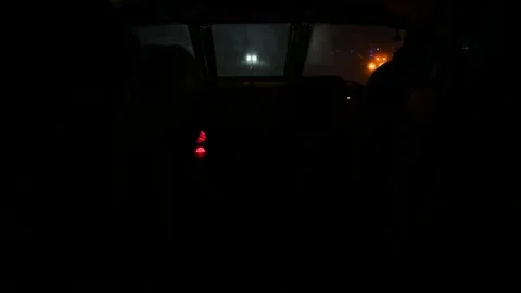 U.S. Air Force B-52 pilot pre-flight check of cockpit night vision lighting Stock Footage 292778319