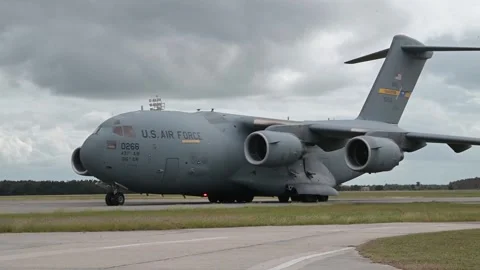 U.S. Air Force C-17 Globemaster taxiing Stock Footage 260312755