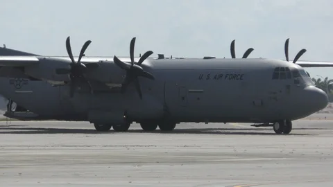 US Air Force cargo airplane Stock Footage 101848317