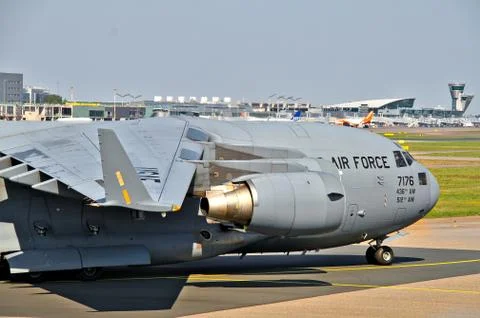 US Air Force cargo plane Boeing C17 Stock Photos