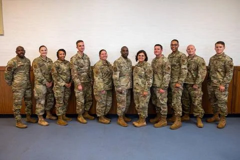 U.S. Air Force Chief Master Sgt. Maurice Williams, center, command chief, ... Stock Photos