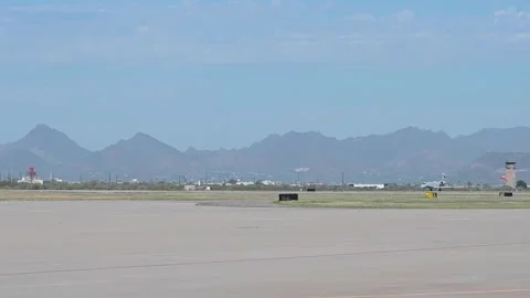 U.S. Air Force EA-37B Compass Call aircraft arriving at Davis-Monthan AFB, Ariz Stock Footage 282867762