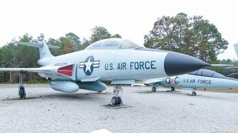 U.S. Air Force fighter jet on display at the Air Force Armament Museum in Elgin Stock Photos