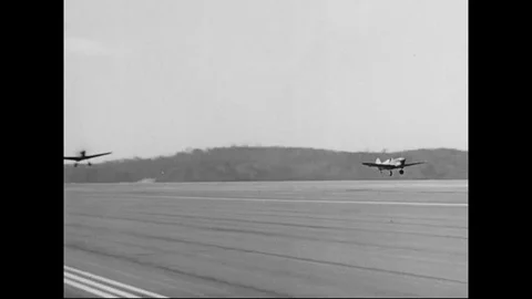 US Air Force Fighters Taking Off And Flying In Formation Stock Footage 107918258