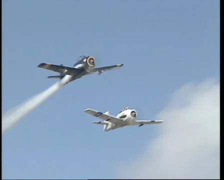 US Air Force Harvard (Texan) AT-6 fly by. Stock Footage 1075551