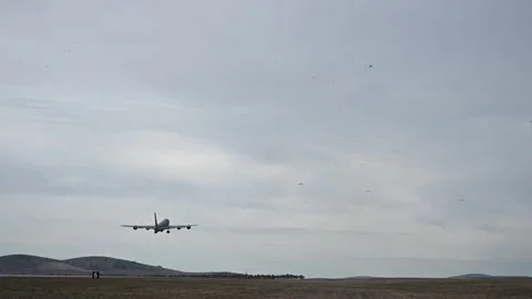 U.S. Air Force KC-135 Stratotanker aircraft taking off  Stock Footage 270154240