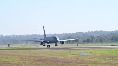 U.S. Air Force KC-135 Stratotanker refueler aircraft taking off Stock Footage 283982196