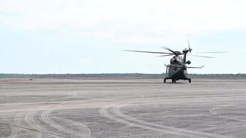 U.S. Air Force MH-139A Grey Wolf helicopter turning on flightline Video stock 267835359