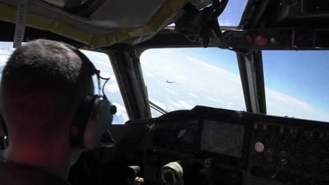 U.S. Air Force pilot flying B-52H Stratofortress Stockbeeldmateriaal 206048874