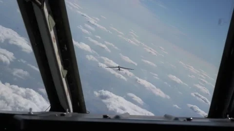 U.S. Air Force pilot flying on tail of B-52 Stratofortress Stock Footage 206048878