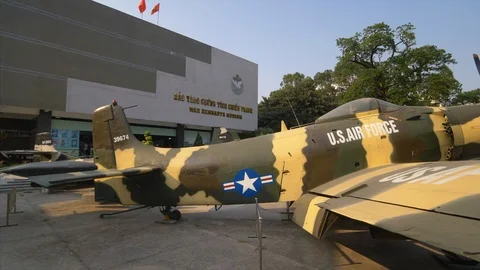 U.S. Air Force Plane at War Remnants Museum in Ho Chi Minh City, Vietnam 스톡 동영상 124094874