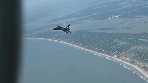 U.S. Air Force T-35 Talon aircraft flying over South Carolina Stock Footage 253997937