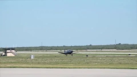 U.S. Air Force T-6 Texan II aircraft taking off from Laughlin Air Base, Texas Stock Footage 289190250