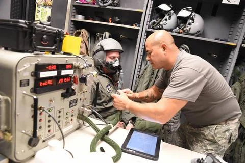 U.S. Air Force Tech. Sgt. Ruben Madrigal, 144th Operations Support Flight ... Stock Photos