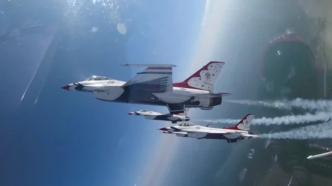 U.S. Air Force Thunderbirds performing during their 2016 show season - 2016 Vídeos de archivo 88185780
