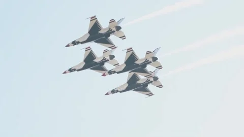 U.S Air Force Thunderbirds performing diamond formation Stock Footage 257552944