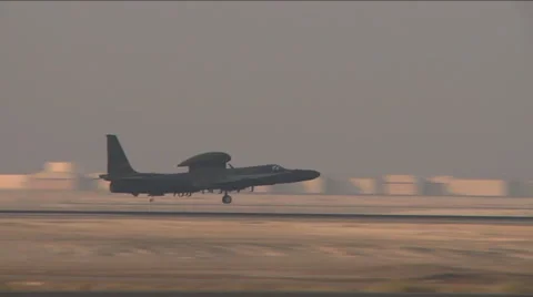 A U.S. Air Force U-2 spy reconnaissance plane takes off. Stock Footage 67410603