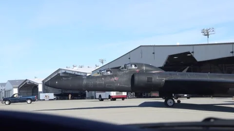 U.S. Air Force U-2 Dragon Lady taxiing out of hangar Stock Footage 262746952