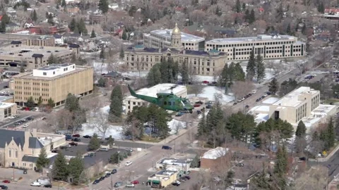 U.S. Air Force UH-1N Huey helicopter flying over Wyoming Stock Footage 260223407