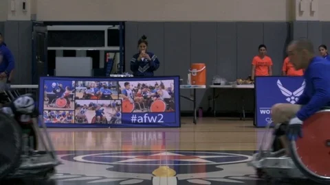 U.S. Air Force Warrior Games wheelchair rugby team hold practice game Stock-Footage 106561060