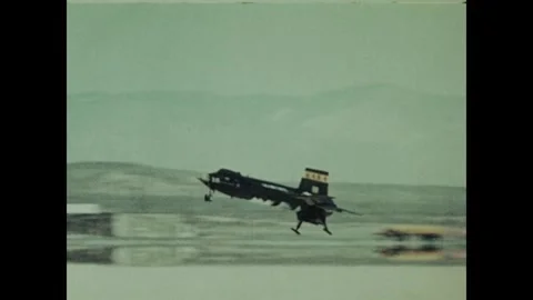 U.S. Air Force X-15 rocket powered aircraft touching down Stock Footage 269506499
