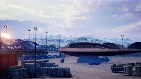 US Air forces Stealth bomber b2 Spirit on the military base in Nevada Vídeo Stock 200173342