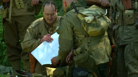 US airborne meet infantry troops Normandy 05 Stock Footage 38842953