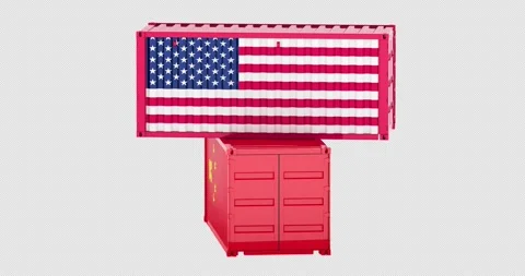 US and China shipping containers, rotation animation seamlessly loopable. 3.. Stock Footage 333314454