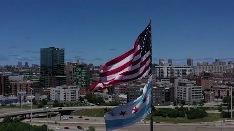 US and City flags II Stock Footage 148435059