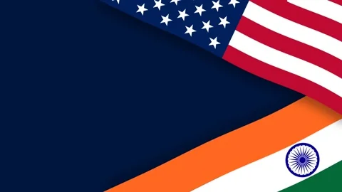 US and India Flags on Dark Blue Background for Bilateral Relations and Dipl.. Stock Footage 344131025