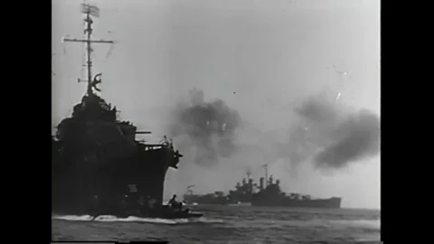 U.S. and Japanese war in Pacific Ocean - 1945 Stock Footage 91262017