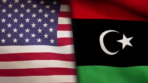 US and Libya waving flag Stock Footage 302665028