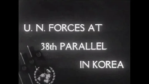 U.S. and U.N. troops fight on to the 38th Parallel in 1950. Stock Footage 117118807