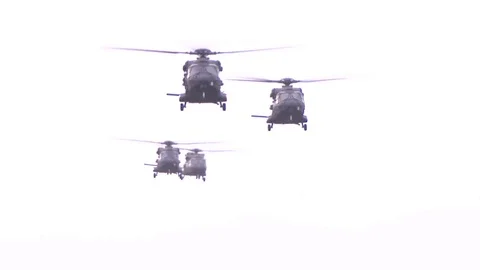 US Apache Helicopters Perform Air Maneuvers, Douglas AH-64 Apache Video stock 120948538