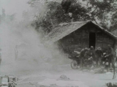 U.S Army 3rd Battalion fire howitzer artillery shells at the enemy, theƒ Stock Footage 75298772