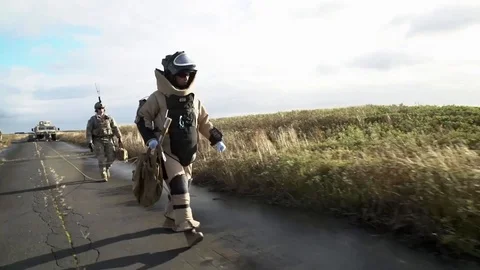 US ARMY Bomb squad about to perform training mission Stock Footage 97512784